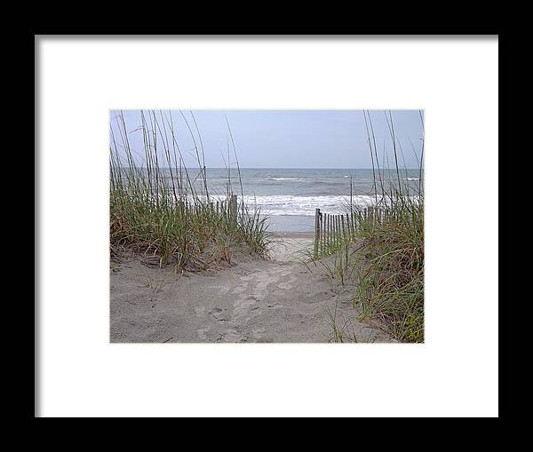 Background Framed Print featuring the photograph Rain Storm on Beach by Bill TALICH