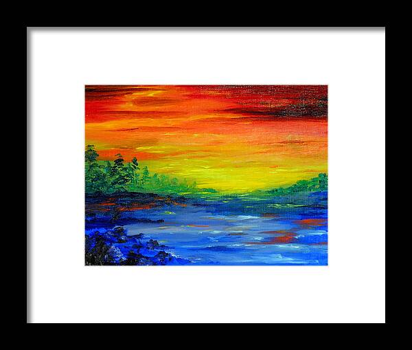 Rainbow Backwaters Framed Print featuring the painting Rainbow Back Waters by Cheryl Nancy Ann Gordon