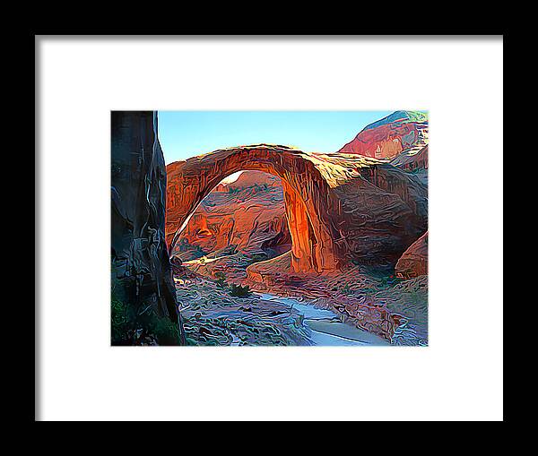 Rainbow Bridge National Monument Framed Print featuring the digital art Rainbow Bridge National Monument by Wernher Krutein