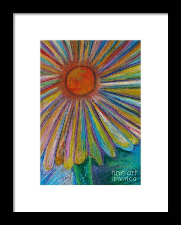 Abstract Flower Daisies Framed Print featuring the drawing Rainbow Daisies by Jon Kittleson