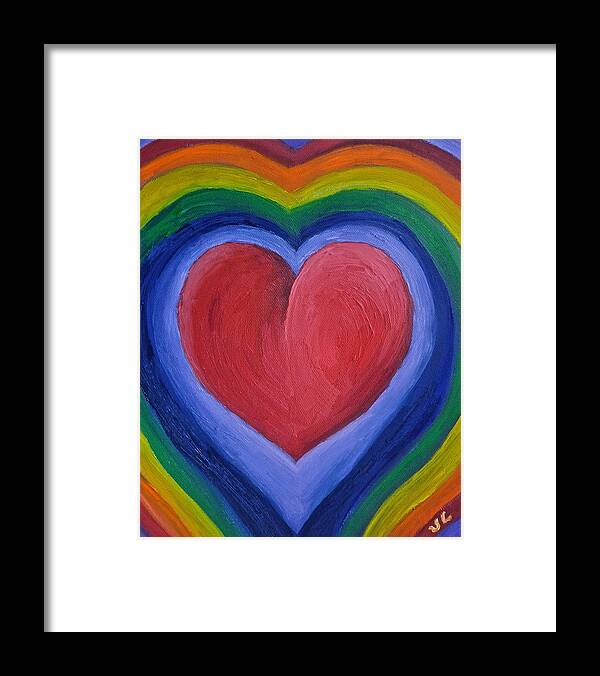 Heart Framed Print featuring the painting Rainbow Love by Victoria Lakes