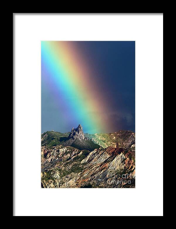 Rainbow Framed Print featuring the photograph Rainbow Over La Muela del Diablo by James Brunker