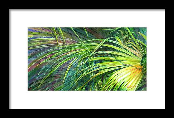 Palms Framed Print featuring the painting Rainbow Palms by Maryann Boysen