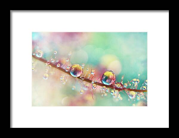 Abstract Framed Print featuring the photograph Rainbow Smoke Drops by Sharon Johnstone