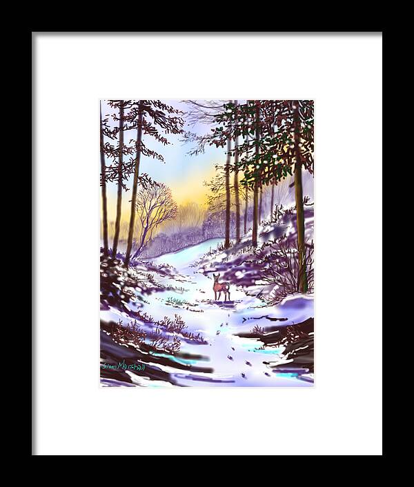 Glenn Marshall Framed Print featuring the painting Rainbow Winter by Glenn Marshall