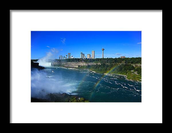 Rainbows Over Niagara Framed Print featuring the photograph Rainbows Over Niagara by Rachel Cohen