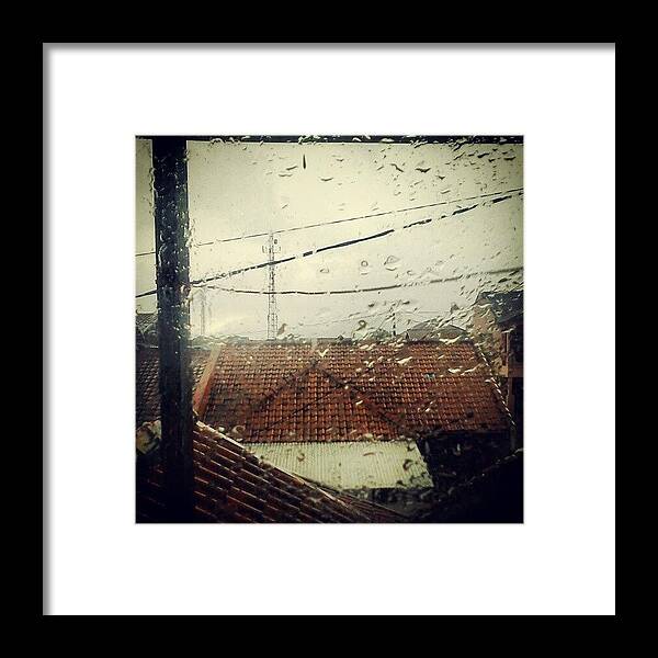 Raindrop Framed Print featuring the photograph #raindrop by Imam Fauzan