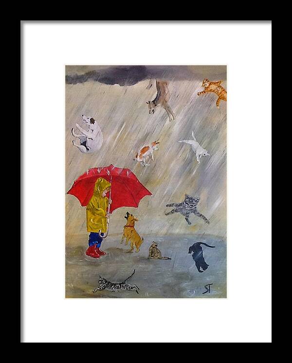 Raining Cats Dogs Framed Print by