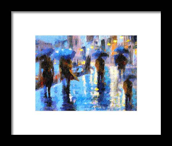 Abstract Framed Print featuring the painting Raining In Italy Abstract Realism by Georgiana Romanovna