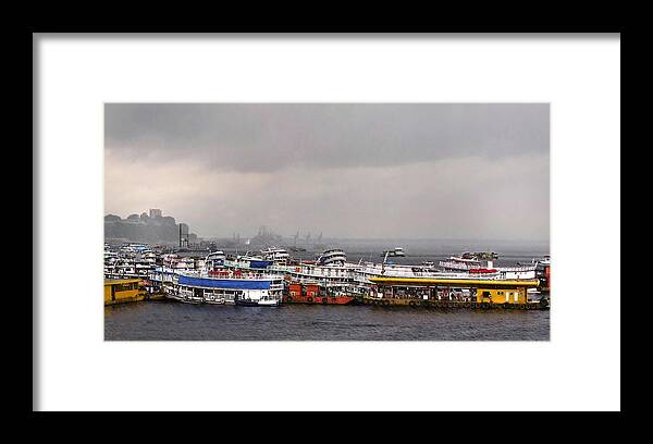Boat Framed Print featuring the photograph Rainy Manaus Harbor by Deborah Smith