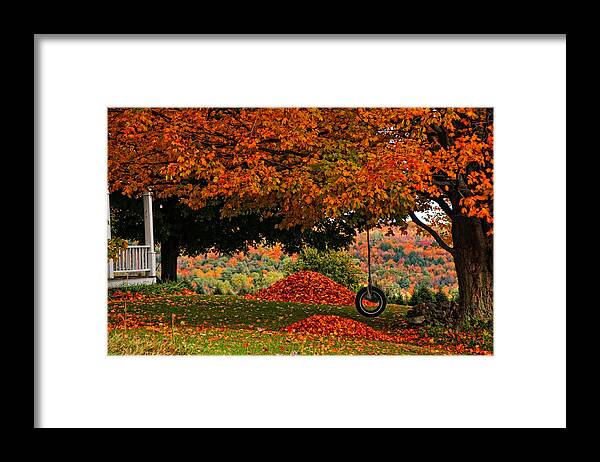 Fall Framed Print featuring the photograph Raking's All Done... by Mike Martin