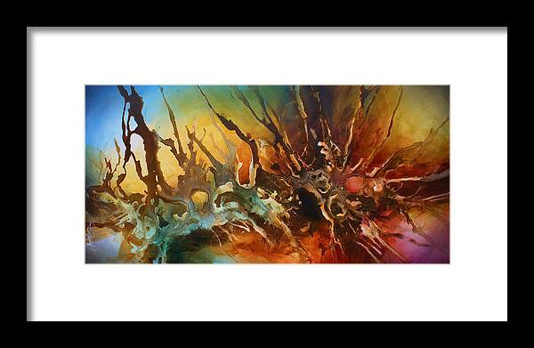 Abstract Framed Print featuring the painting 'Random Search' by Michael Lang