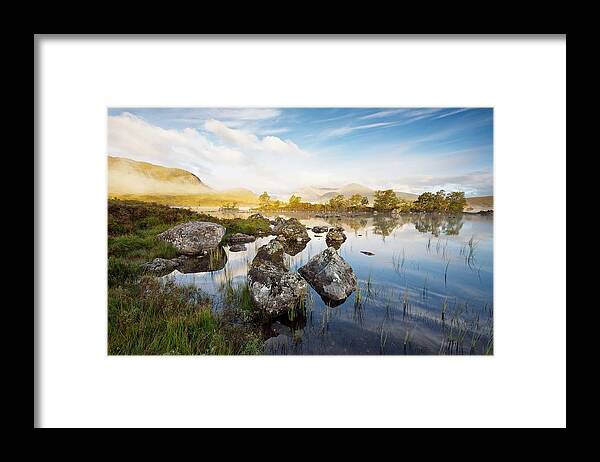 Lochan Na-h Achlaise Framed Print featuring the photograph Rannoch Moor by Stephen Taylor