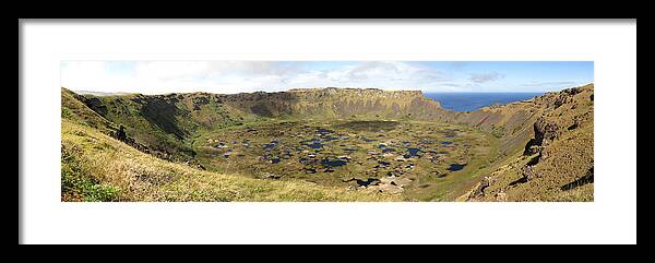 Crater Lake Framed Print featuring the photograph Rano Kau, Easter Island by Photo By Tim Lawnicki