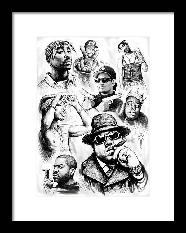 Rap Group Drawing Art Sketch Poster Framed Print featuring the painting Rap group drawing art sketch poster by Kim Wang