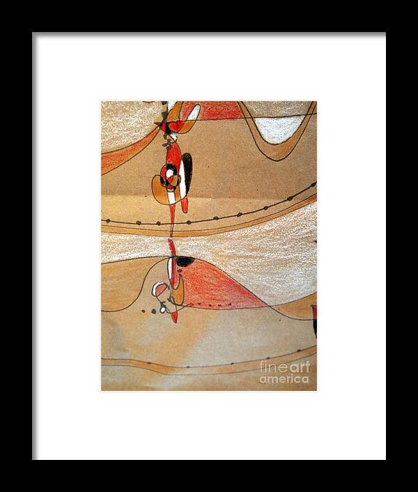 Abstract Drawing Framed Print featuring the drawing Rappeling by Nancy Kane Chapman