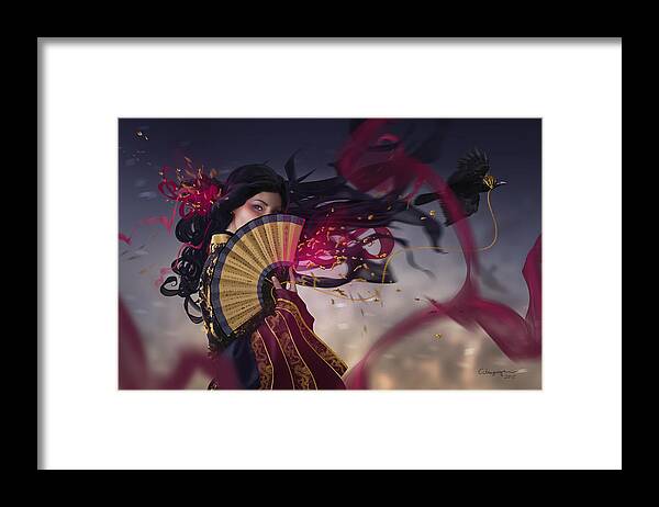 Fantasy Framed Print featuring the digital art Raven by FireFlux Studios
