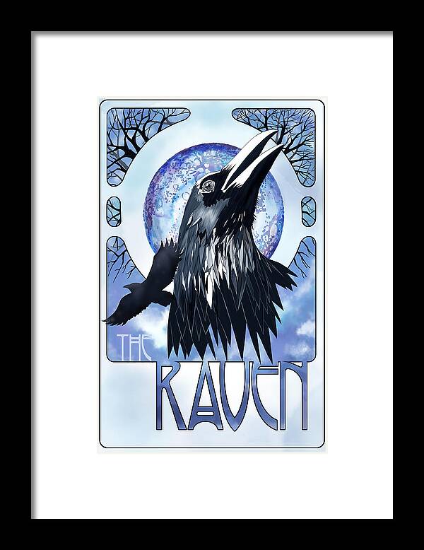 Raven Illustration Framed Print featuring the painting Raven Illustration by Sassan Filsoof