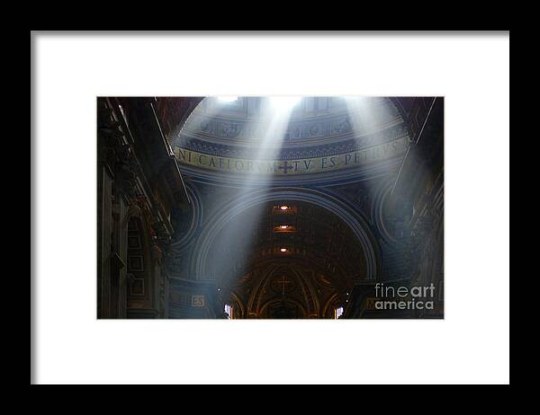 Rays Of Hope Framed Print featuring the photograph Rays Of Hope St. Peter's Basillica Italy by Bob Christopher