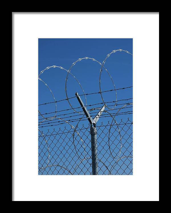 America Framed Print featuring the photograph Razor Wire Fence In Las Vegas by Mark Williamson/science Photo Library