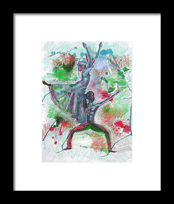 Blue Framed Print featuring the painting Reaching for New Heights by Lamario Chez Jackson