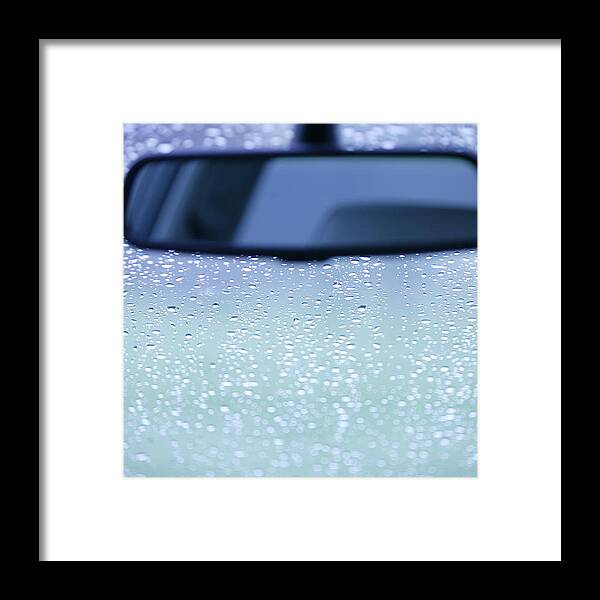 Outdoors Framed Print featuring the photograph Rearview mirror and rain on a windshield by Comstock