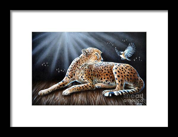Cheetah Framed Print featuring the painting Reclusion by Lachri