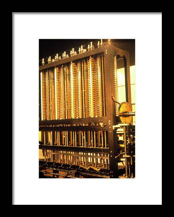 Babbage Framed Print featuring the photograph Reconstruction Of Babbage's Difference Engine by Adam Hart-davis/science Photo Library