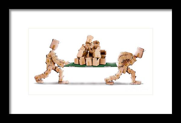  Recycling Framed Print featuring the photograph Recycling boxes by box characters and stretcher by Simon Bratt