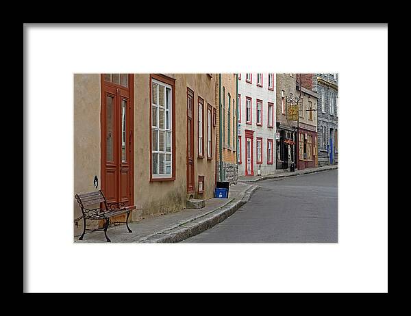 Rue Couillard Framed Print featuring the photograph Recycling on Rue Couillard in Quebec City by Juergen Roth