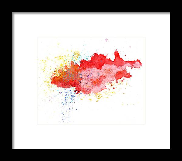 Watercolor Painting Framed Print featuring the photograph Red Abstract Painted Splash by Alenchi