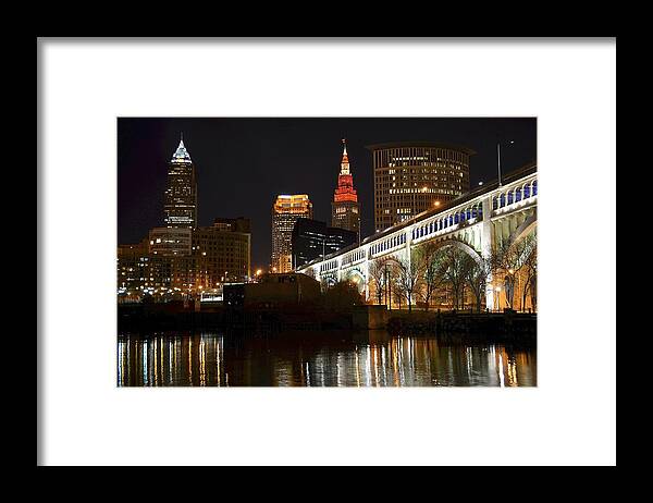 Cleveland Framed Print featuring the photograph Red and Gold by Frozen in Time Fine Art Photography