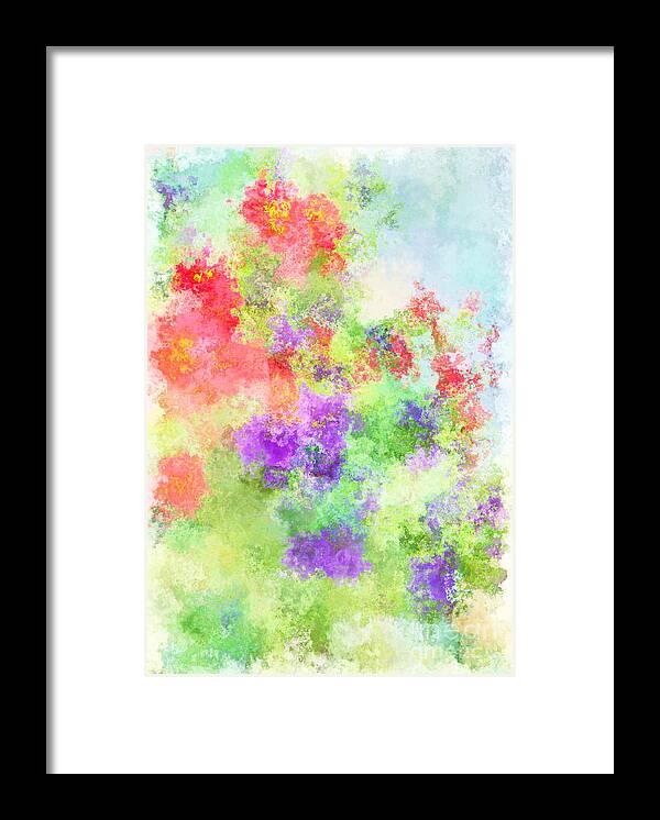 Calibrachoa Framed Print featuring the photograph Red and Purple Calibrachoa Abstract Digital Paint I by Debbie Portwood
