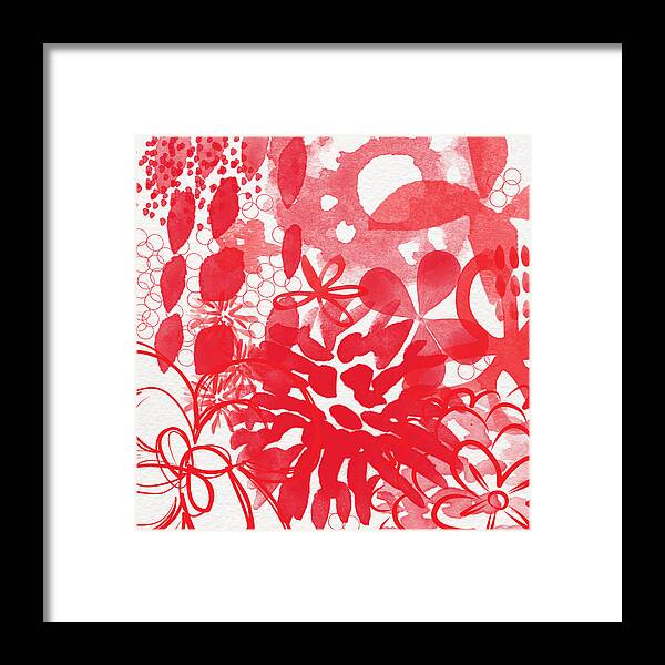 Red Flowers Flowers Abstract Painting Abstract Flowers Red And White Spring Garden Nature Daisy Mums Roses Circles Flower Painting Flower Watercolor Bedroom Art Living Room Art Gallery Wall Art Art For Interior Designers Hospitality Art Set Design Wedding Gift Art By Linda Woods Etsy Art Flowers Iphone Case Framed Print featuring the painting Red And White Bouquet- Abstract floral painting by Linda Woods