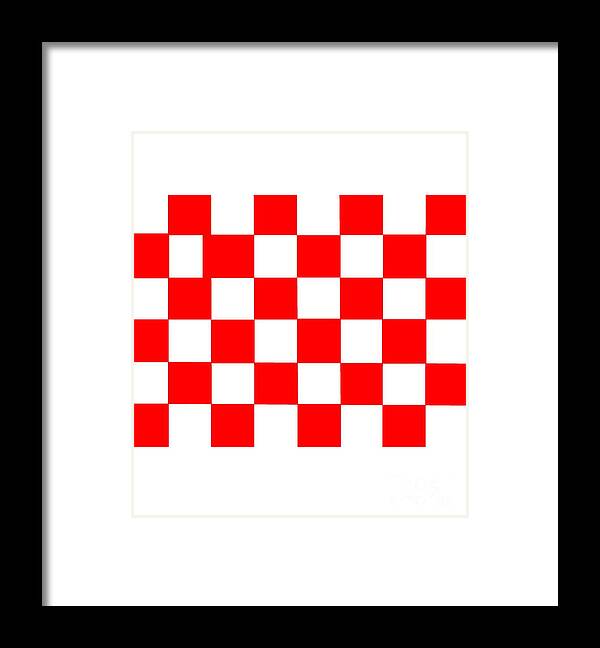Red Framed Print featuring the digital art Red And White Checkered Flag by Frederick Holiday