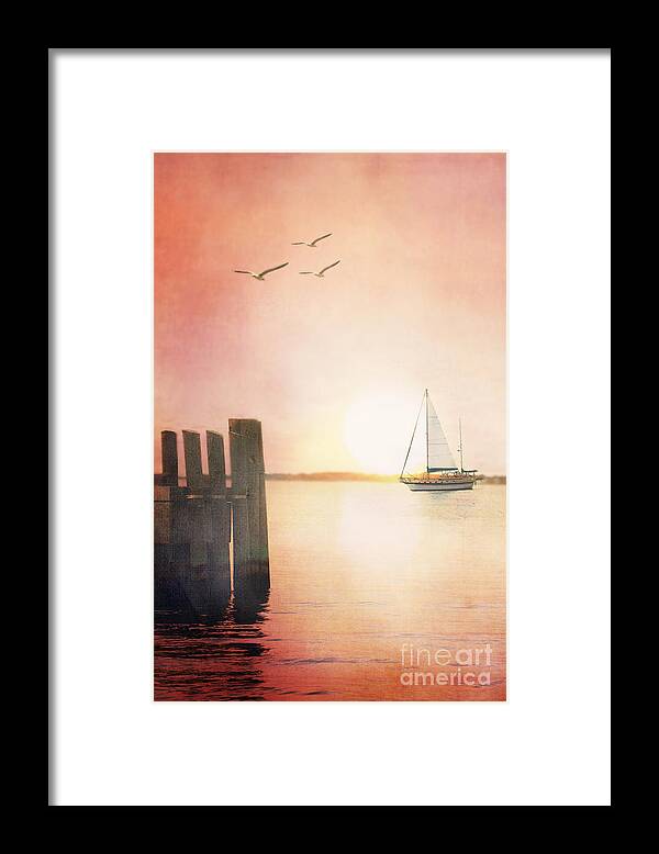 Boat Framed Print featuring the photograph Red at Night by Stephanie Frey