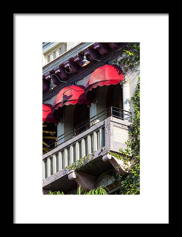1924 Framed Print featuring the photograph Red Awnings at the Van Dyke by Ed Gleichman