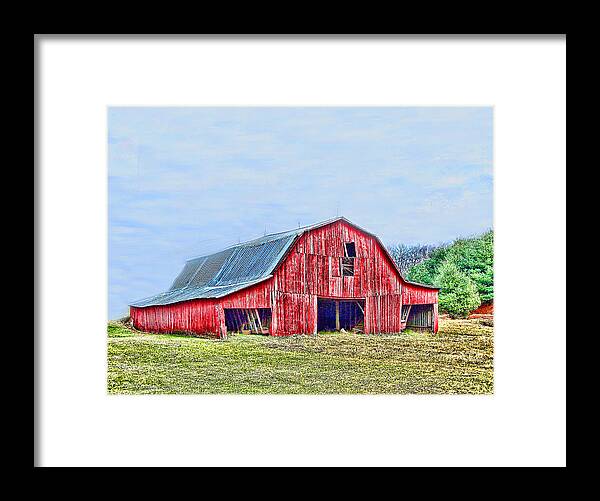  Red Barn Framed Print featuring the photograph Red Barn by M Three Photos