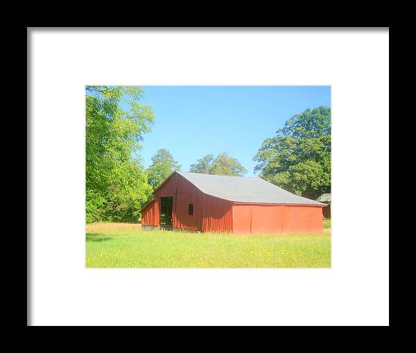 Barn Framed Print featuring the photograph Red Barn in the Sun by Bill TALICH