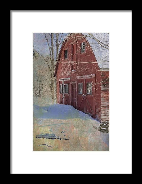 Putney Vermont Framed Print featuring the photograph Red Barn In Winter by Tom Singleton