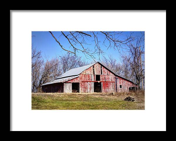 Rural Framed Print featuring the photograph Red Barn on the Hill by Cricket Hackmann