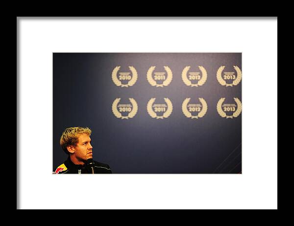 People Framed Print featuring the photograph Red Bull Racing - Press Conference by Shaun Botterill