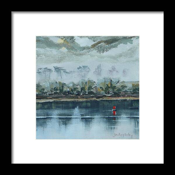 River Framed Print featuring the painting Red Buoy by Jo Appleby