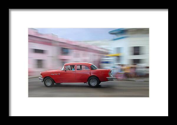 Old Car Framed Print featuring the photograph Red Car Havana Cuba by Victoria Porter