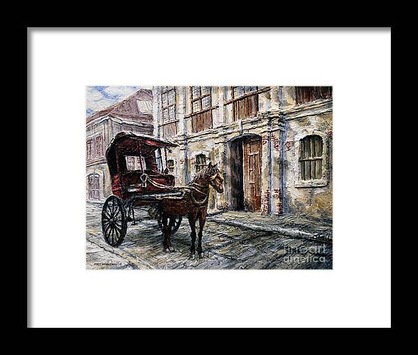 Carriage Framed Print featuring the painting Red Carriage by Joey Agbayani