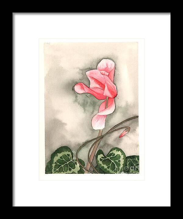 Cyclamen Framed Print featuring the painting Red Cyclamen by Hilda Wagner