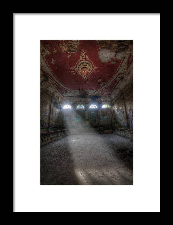 Urbex Framed Print featuring the digital art Red dance room by Nathan Wright