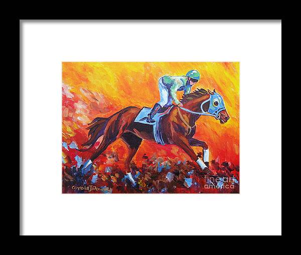 Horse Framed Print featuring the painting Red Dawn Workout by Carole Powell