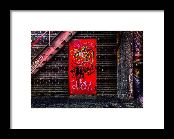 Bob Orsillo Framed Print featuring the photograph Red Door In The Alley by Bob Orsillo