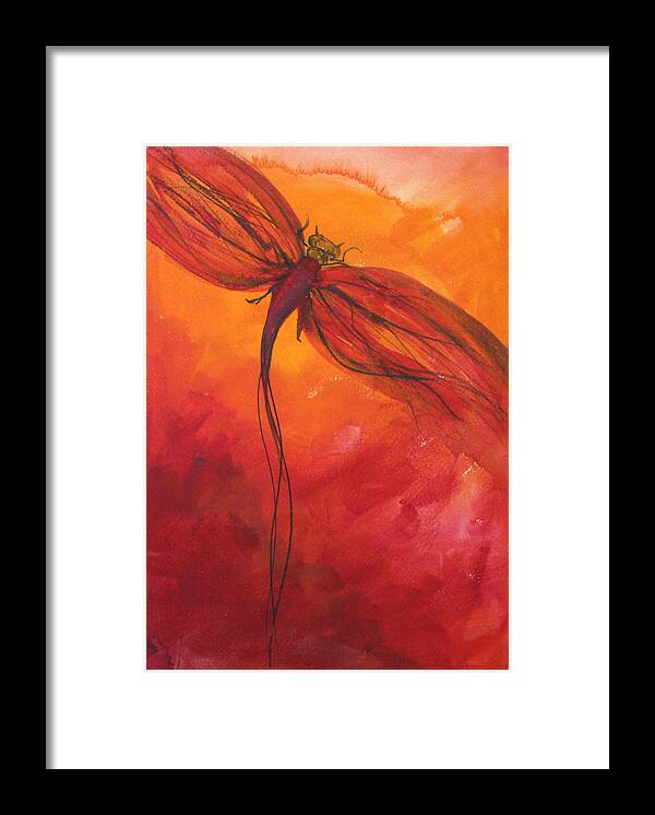 Paint Framed Print featuring the painting Red Dragonfly 2 by Julie Lueders 
